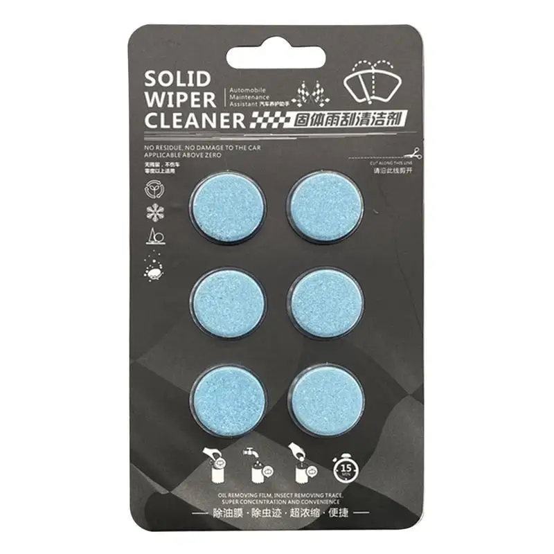 Car Wiper Fluid Tablets 6pcs Concentrated Clean Tablets Effervescent Wiper Tablet Concentrated Clean Tablets Remove Glass Stains