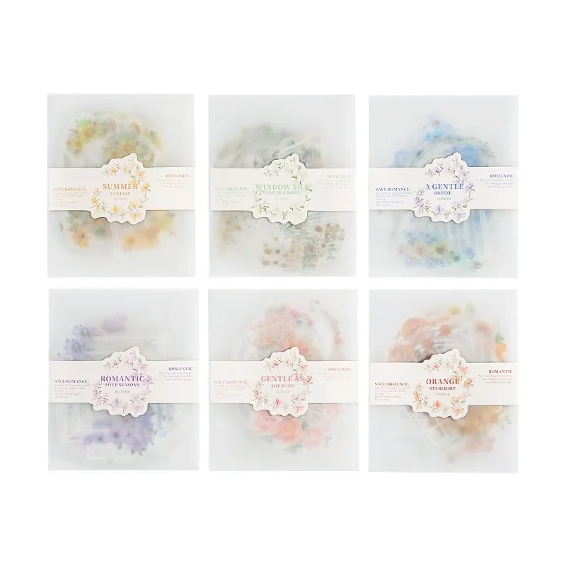 20Pieces Sticker bag When Romance climbs on the windowsill Frame Flower Handbook DIY Stickers Supplies Scrapbook 129*91mm