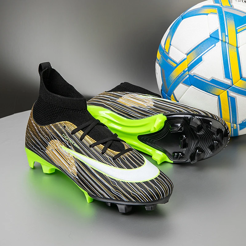 

New Men Soccer Shoes Training Boys Sport Football Boots FG Non Slip Match Breathable Adult Long Spikes Cleats Outdoor Sneaker