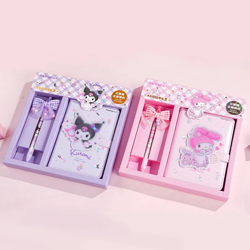 Sanrio Notebook Gel Pen My Melody Kuromi Cinnamoroll Notepad Daily Weekly Agenda Planner Notebook Stationery Set School Supplie