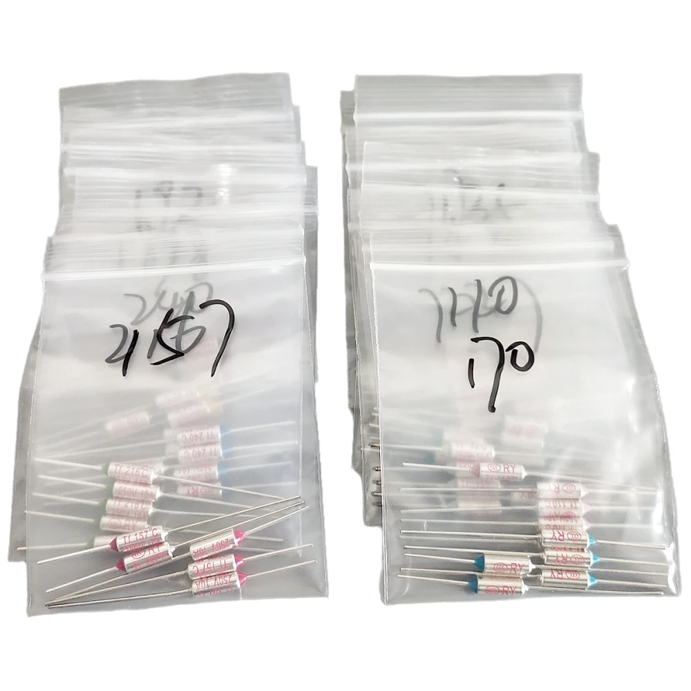 65 Pcs Thermal Fuse Assortment Kit, 13 Values (72°C-240°C) 10A 250V Thermal Cutoffs for Electronics