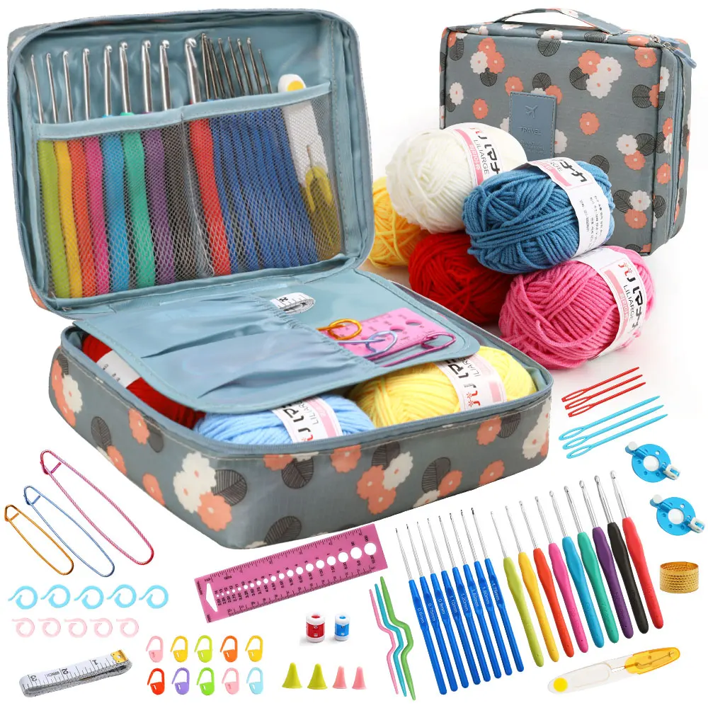 

1Set Hot Wool Crochet Kit Storage Bag Ergonomic Knitting Croche Hooks Set Yarn And Sewing Accessories Women Gift For Beginners