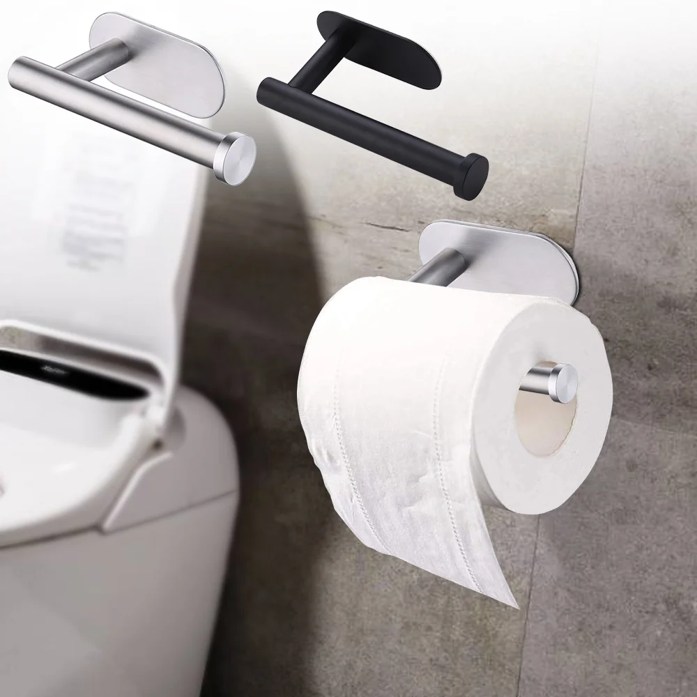 Self Adhesive Toilet Paper Towel Holder Stainless Steel Wall Mount No Punching Tissue Towel Roll Dispenser for Bathroom Kitchen