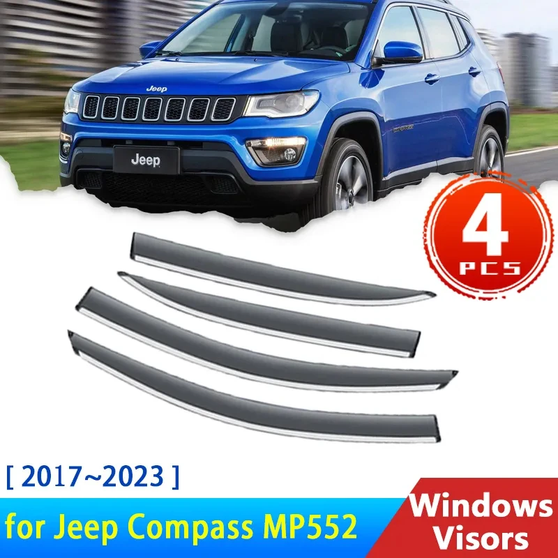 

Windshield For Jeep Compass MP/552 2 II 2017~2023 2018 2022 Accessories Car Side Window Visors Rain Eyebrow Deflectors Sun Visor