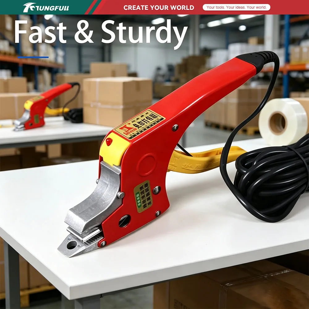 110V/220V Handheld Hot Melt Electric Packing Pliers, PP Strap Heating Welding Baler for Carton Packaging Sealing