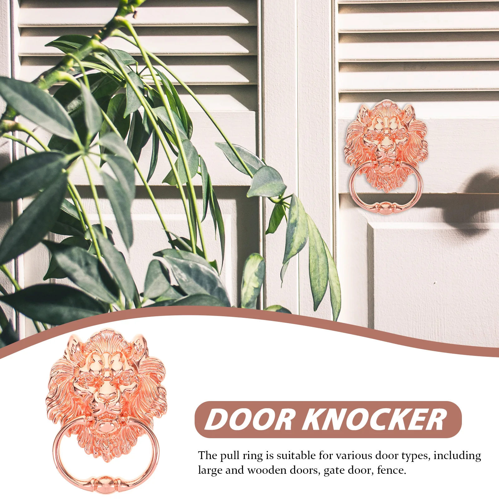 

Lion Head Door Pull Ring Zinc Alloy Rose Gold Color Wood Doors Gate Fence Hardware Decor Pulls