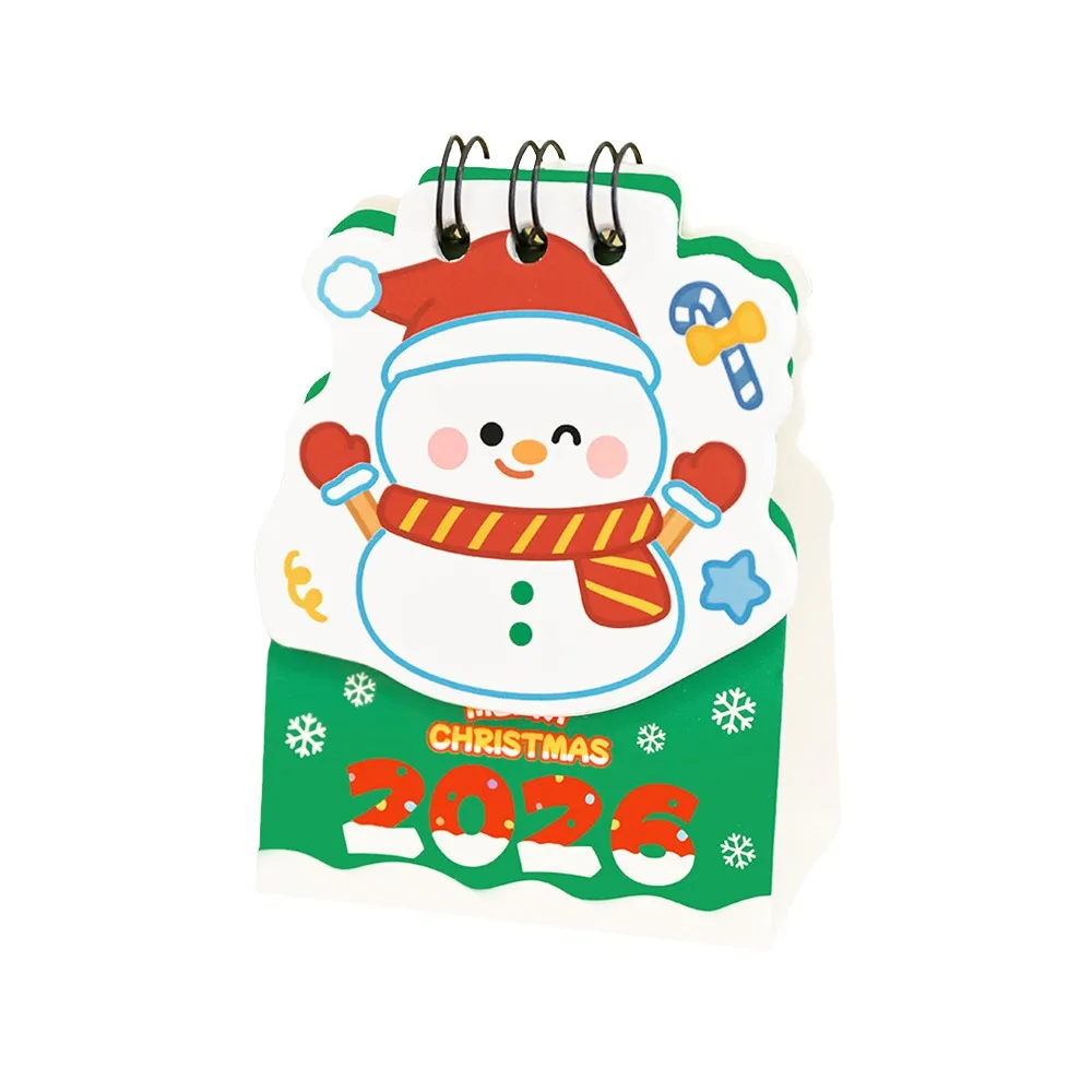 Creative Mini 2026 Desk Calendar Coil Binding Cartoon Schedule Planner Santa Claus Daily Planner Desktop Decoration