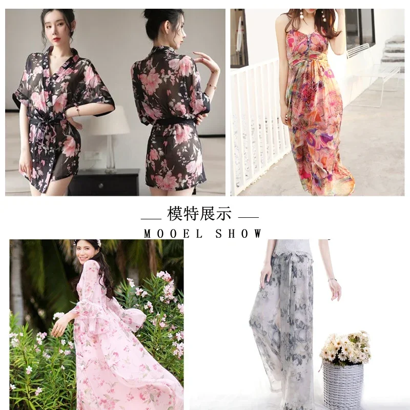 150cm Wide 50D Printing Embroidery 100% Polyester Chiffon Fabric Bohemian Skirt Top New High-end Home DIY Apparel Sewing Fabric