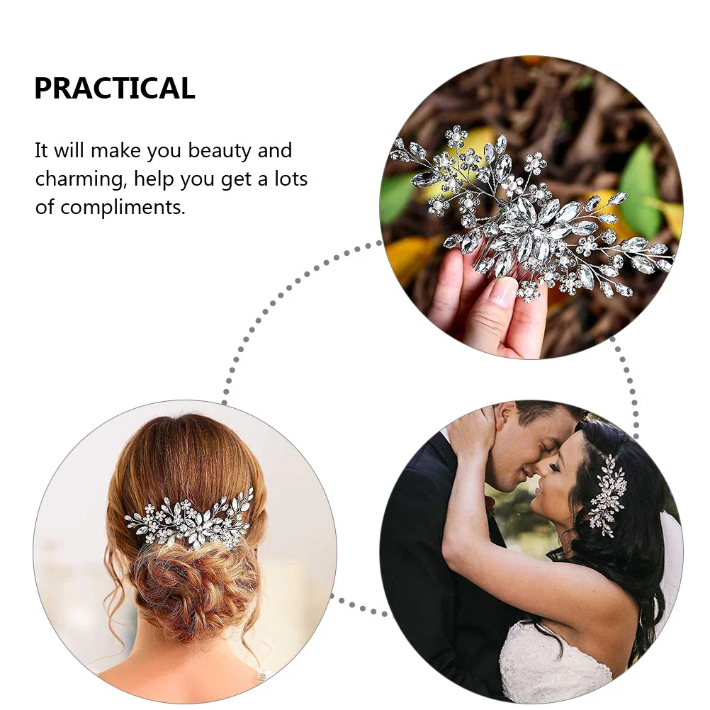 مشط شعر الزفاف كريستال غطاء رأس الزفاف للعروس مشط جانبي أنيق خفيف الوزن مريح مثالي للاستحمام الزفاف #5