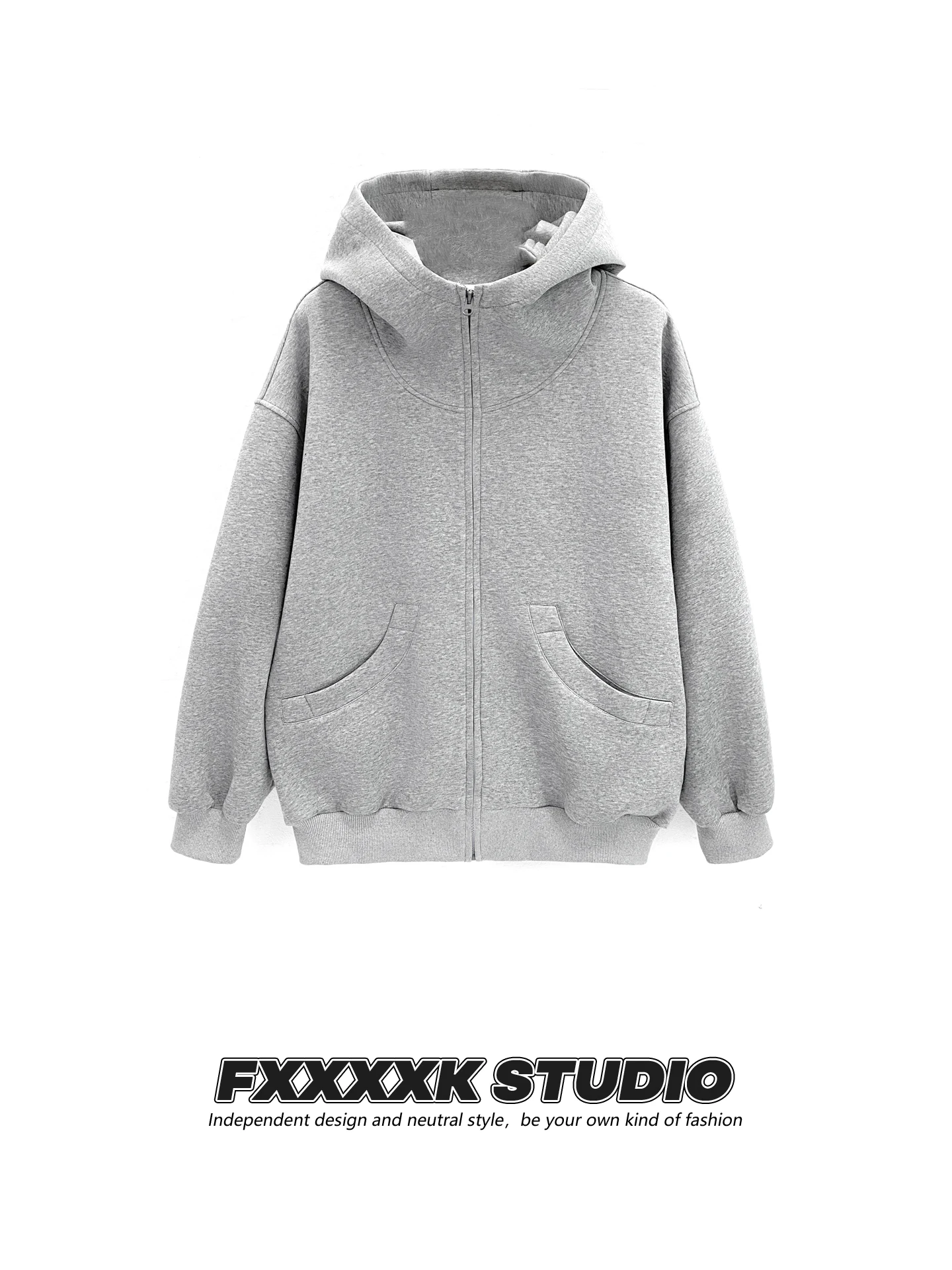 

Мужская толстовка-кардиган FXK в стиле американского ретро, свободного кроя, однотонная, осенняя новинка