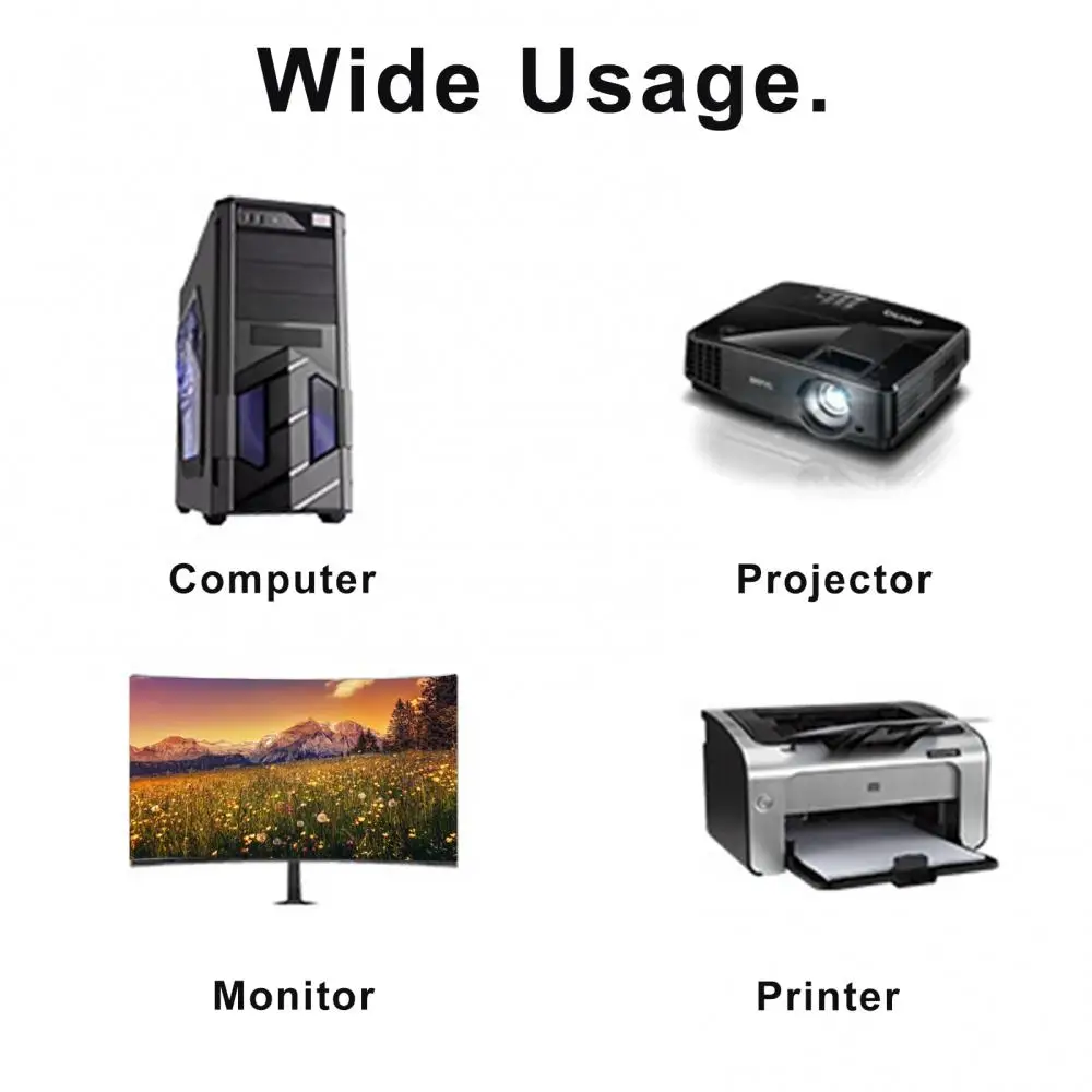 New 1.5m US Plug Household Appliances Power Cable for PC Monitor/Printer/Projector