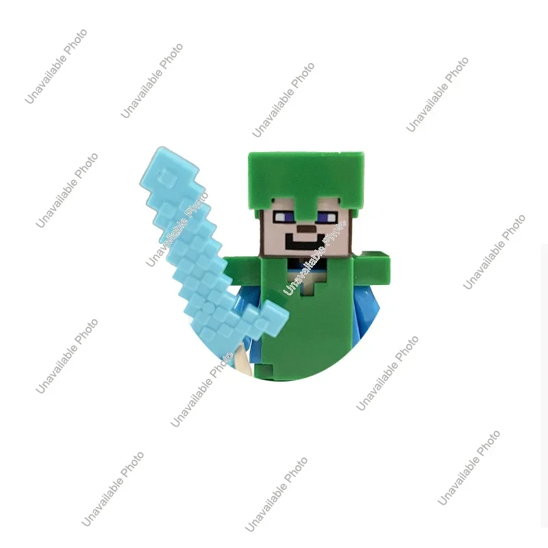 Hot Toys My World Building Blocks Cartoon Steve Craftes Characters Figures Assemble Toys Green Pixel Creeper Bricks Hero Toy