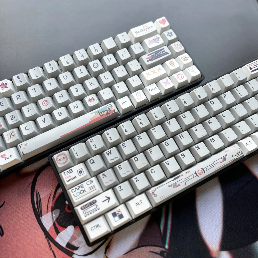 

95 Keys Cherry Profile Cute Future Keycaps PBT Graffiti Keycap Gaming Mechanical Keyboard Key Caps for GMK67 GMK87 Custom Keycap