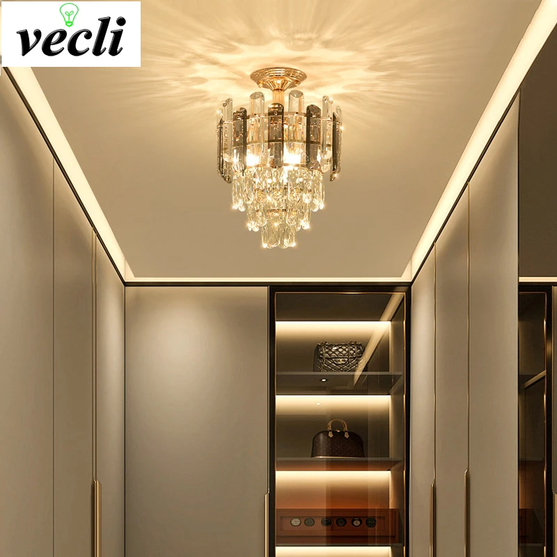 

Luxury-Lite Crystal Corridor Lamps Minimalist Modern Balcony Corridor Entrance Hall Ceiling Lamps Dining Room Bar Counter Pendan