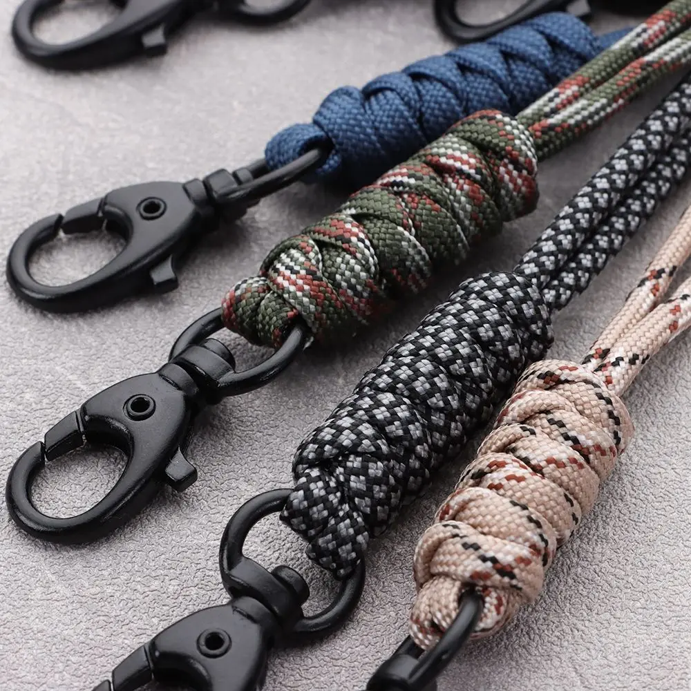 New High Strength Emergency Survival Backpack Paracord Keychain Lanyard Rotatable Buckle Key Ring Parachute Cord