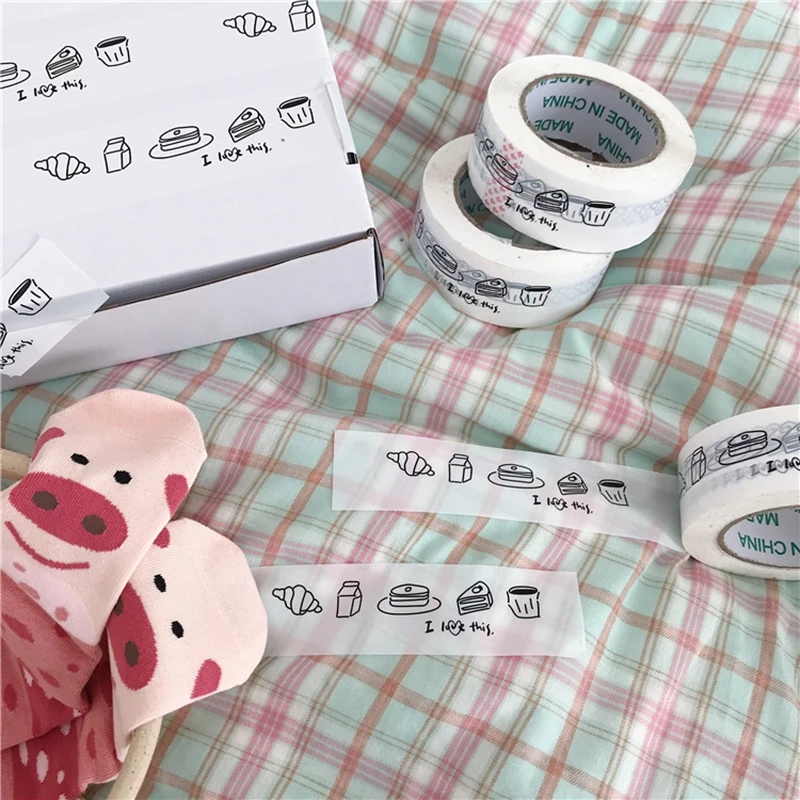 2Roll Package Sealing Cartoon Tapes Express Gift Baking Decorative Tapes Cake Milk Dessert Style Printing Tapes For Business