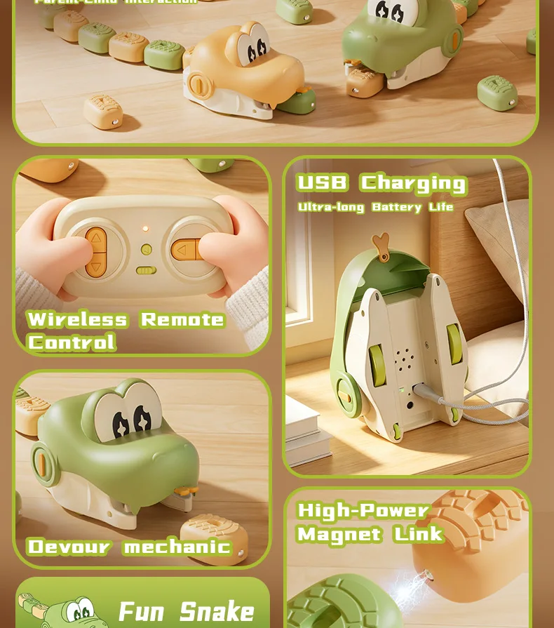 New Electric Remote-Controlled Snake Magnet Car,Parent-Child Interactive MultiPlayer Battle Toy,Christmas Birthday Gift for Kids