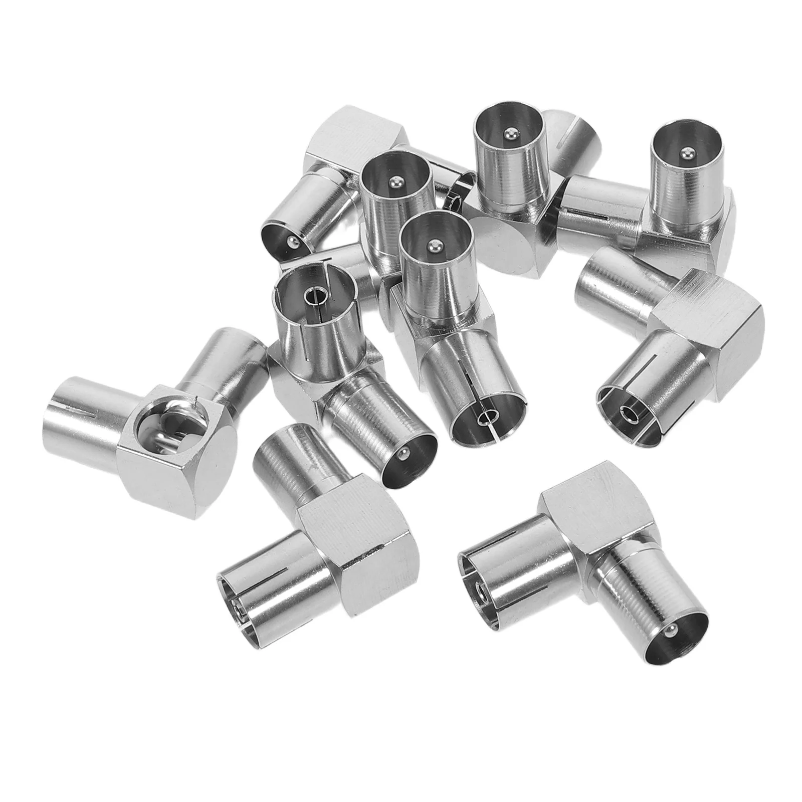 

10Pcs Set-Top Box Connector Right Angle Coaxial Adapter Nickel-Plated Zinc Alloy Cable Extender for Home Entertainment Stable