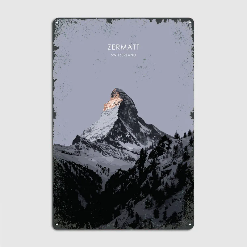 Zermatt Switzerland Travel Poster Gamer Room Decoration Customized Retro Metal Tin Signs for Wall Decoration Coffee Bar Decor