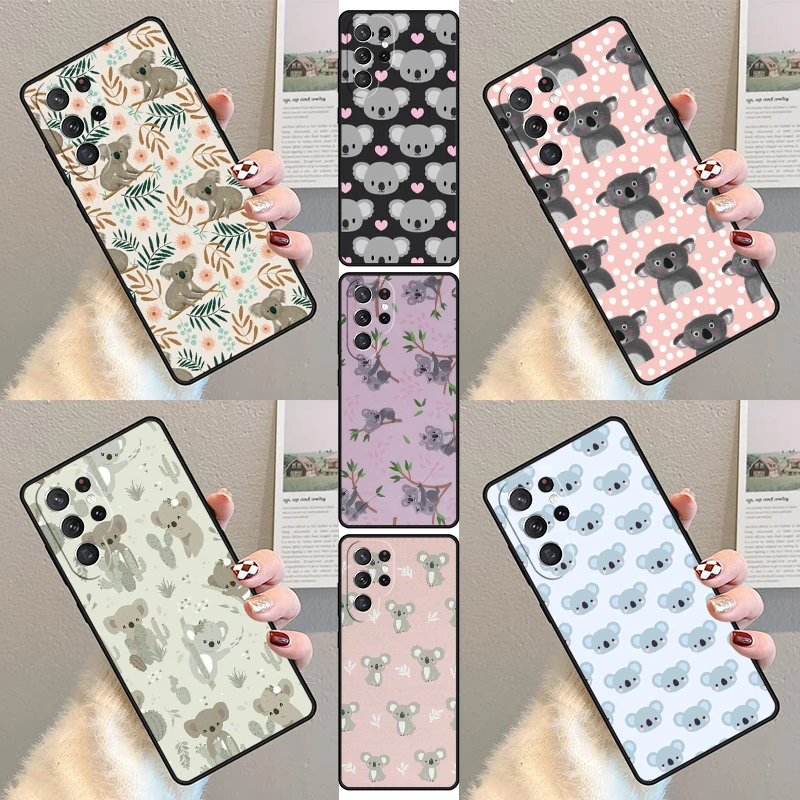 Capa de silicone para Samsung Galaxy, capa bonito do urso Koala, S23, S21, S20 FE, S24, S22 Ultra, Note20, S10, S9, S8 Plus