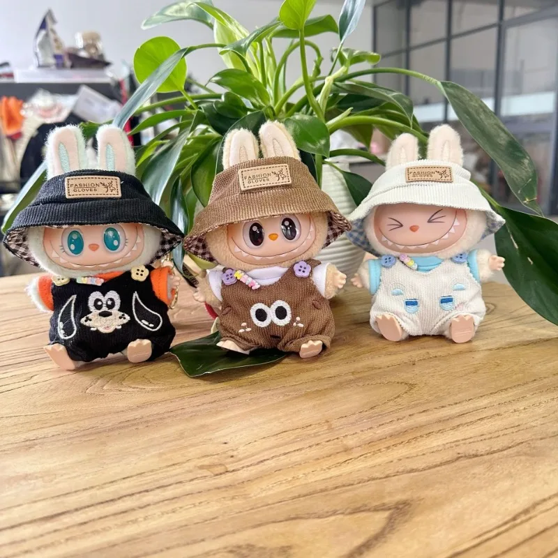 

For 15-17cm labubu Mini Cute Plush Doll Costume Accessories K-Pop DIY Idol Sitting Party Fall Bodysuit Hat Set(No Doll)