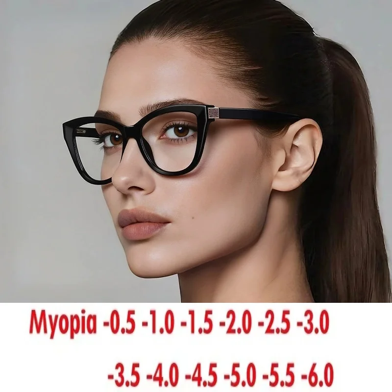 

Myopia Anti-Blue Light Glasses GlitterTR90Optical Frame European and American Trendy Style Goddess Bare Face Non-Prescription Gl