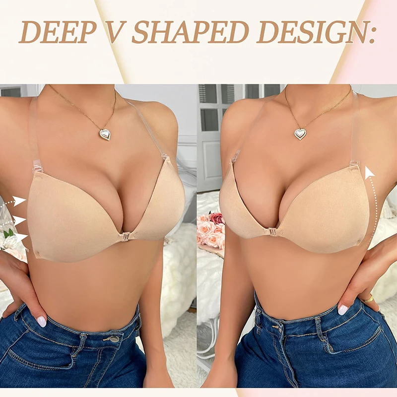 1 Pair Adhesive Strapless Bra for Women Sticky Invisible Push up Silicone Bra for Backless Dress 2025 Upgraded Clasp Bras