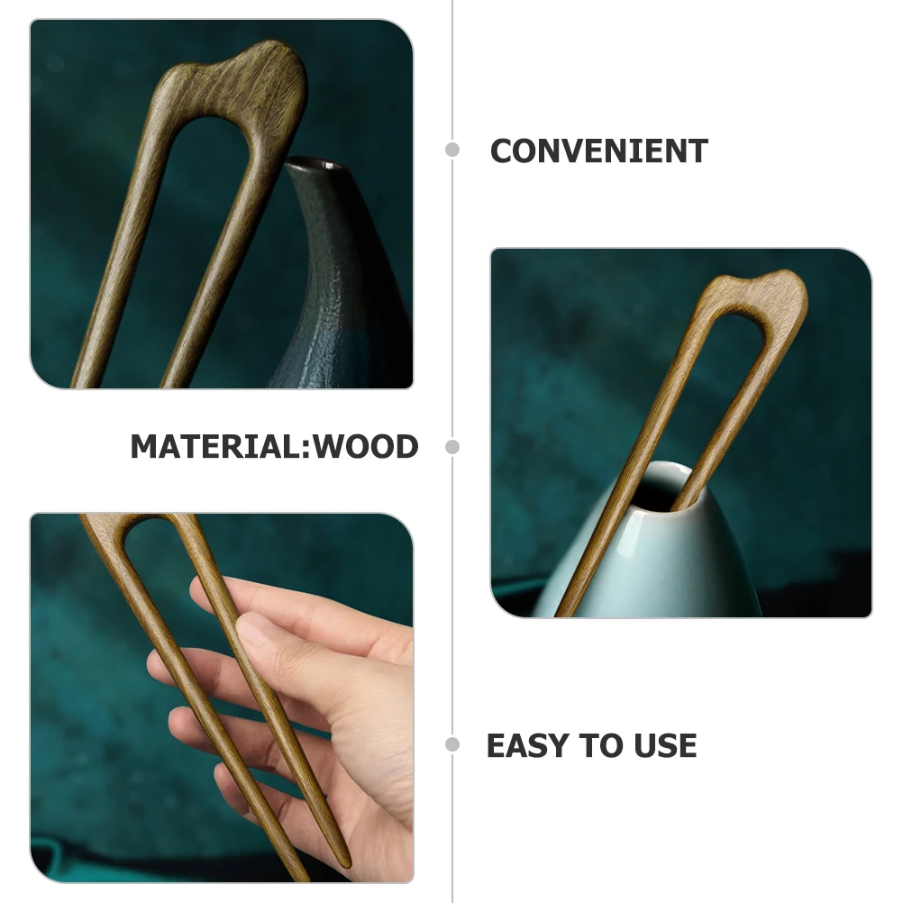 

Green Sandalwood Hairpin Chinese Sticks French Pins Thick Hair U Shaped Accessories Forks Women Hairpieces Durability