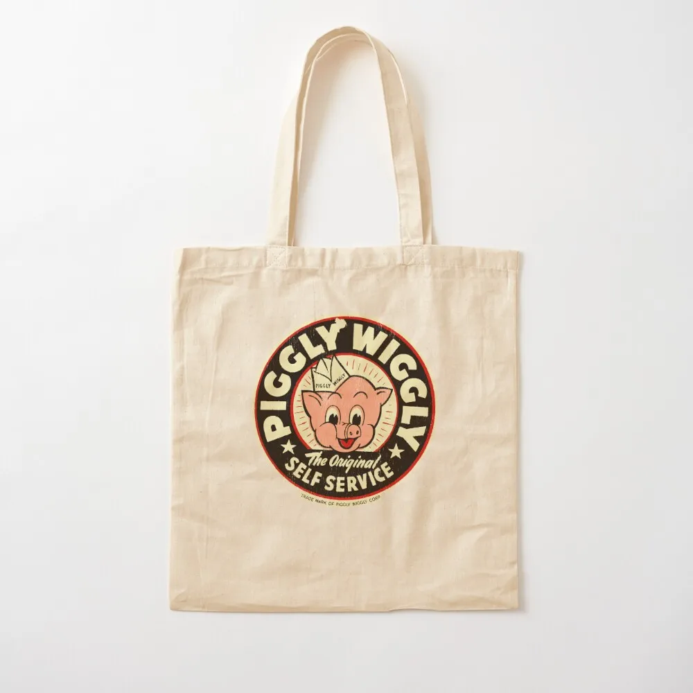 Piggly Wiggly Vintage Aged Tote Bag Woman shopper bag canvas tote bag bags for women Canvas Tote