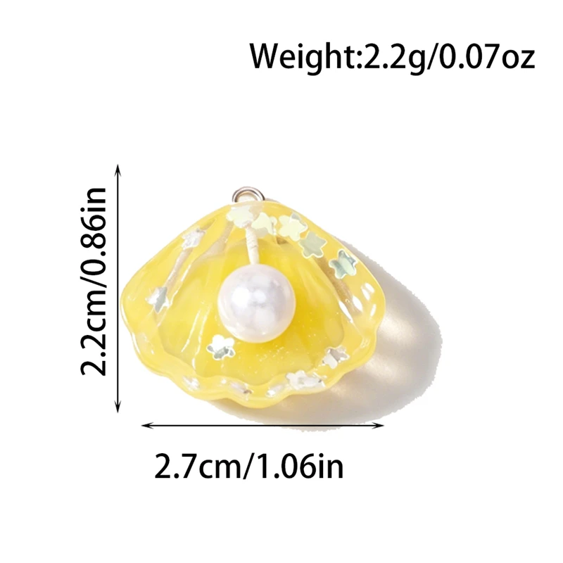 10 Stück 27x22mm Niedliche Bunte Harz-Muschel-Charms Anhänger zum Basteln von Halsketten, Ohrringen, Armbändern, DIY-Handwerk und Schmuckzubehör – Detail 1