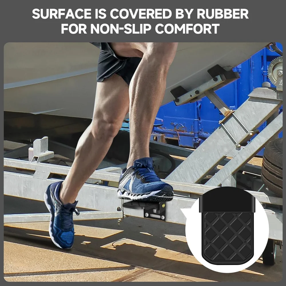 2pcs Folding RV Camper Step Truck Bed Step Boat Trailer Bumper Step BlackTailgate Ladder Safety Anti-Slip Car Accessories