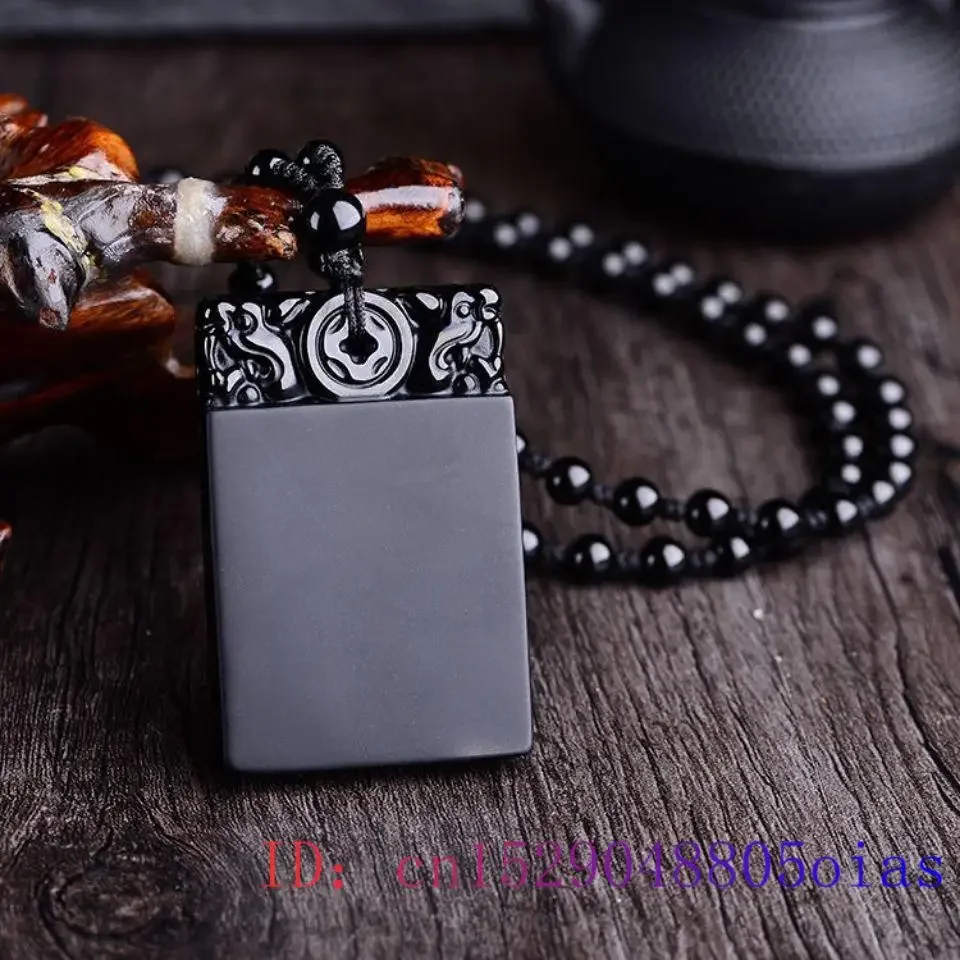 Obsidian Pendant Charms Necklaces Gifts for Women Natural Man Jewelry Necklace Black Designer Carved Fashion Accessories