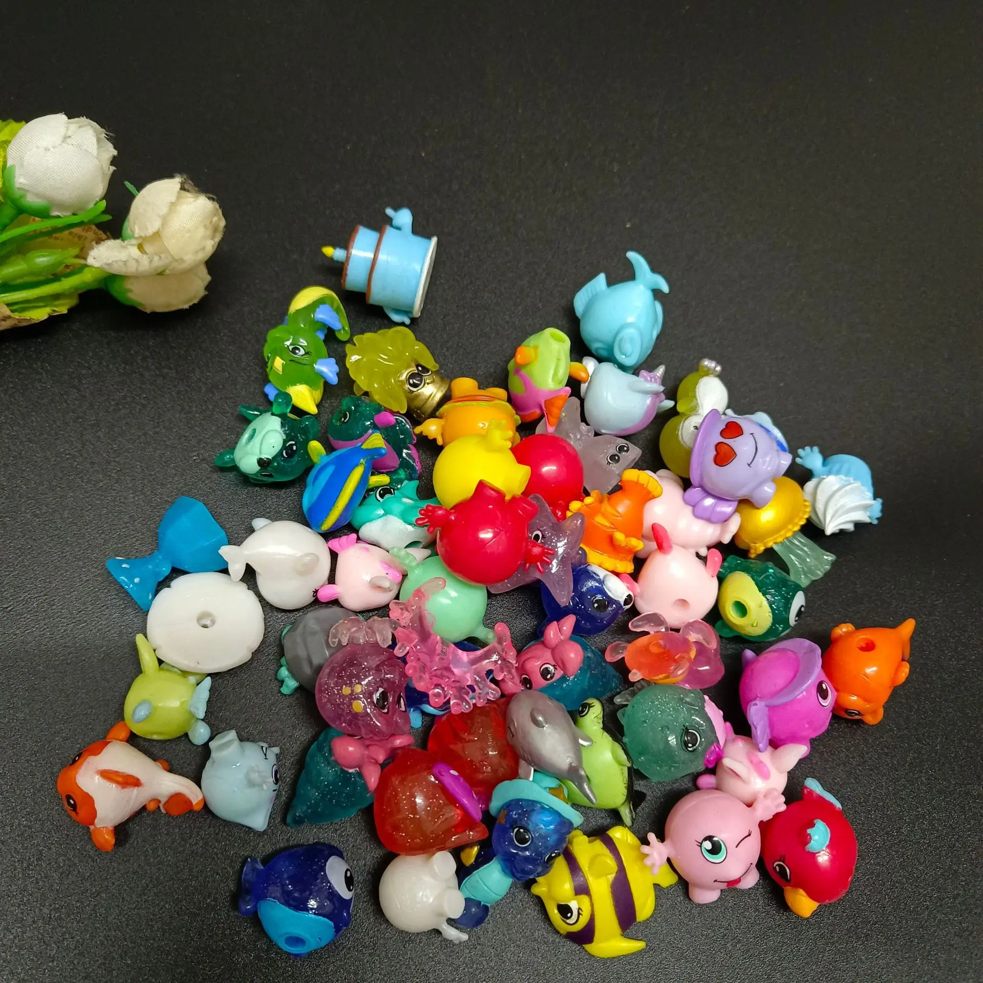 50~100pcs/lot High Quality Cute Marine Creatures Fish Dolls Cartoon Animal Action Figures Toys Birthday Christmas Kids Gifts