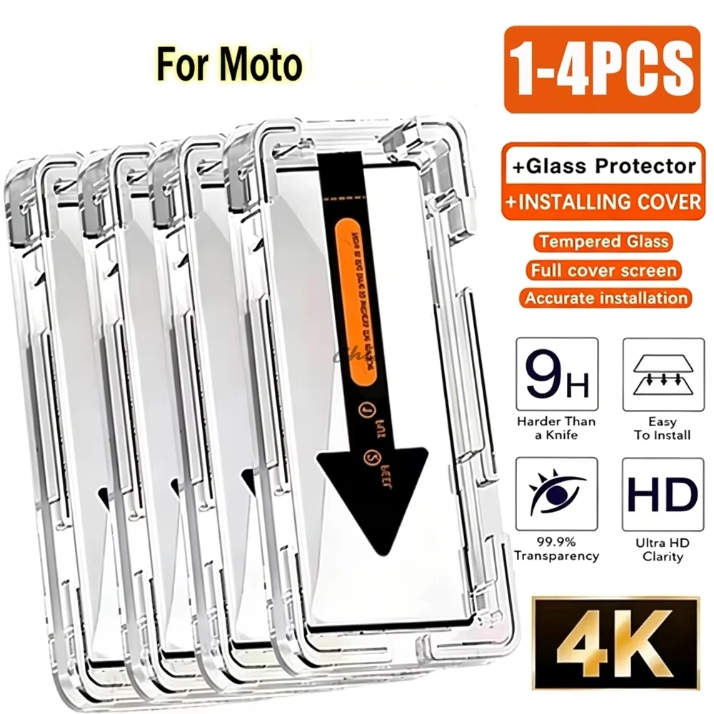 1-4 Stück Schutzfolie für Motorola Signature Edge 50 Ultra 60 Pro Neo 70 Fusion, Displayschutz für Moto G87 G75 G86 Power G56 G37 Glasfolie