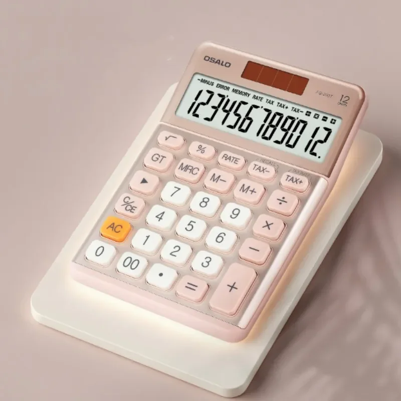 FQ-200T Office Desktop Calculator Tax Rate Calculation 12 Large Bit Screen Accounting Solar Computer Calculators
