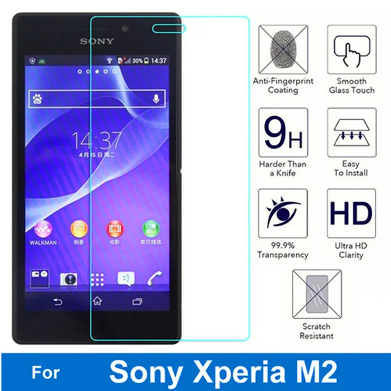 

Закаленное стекло 9H для Sony Xperia M2 S50h D2306 Dual D2305 Aqua D2403, Защита экрана для Sony Xperia m2, защитная пленка