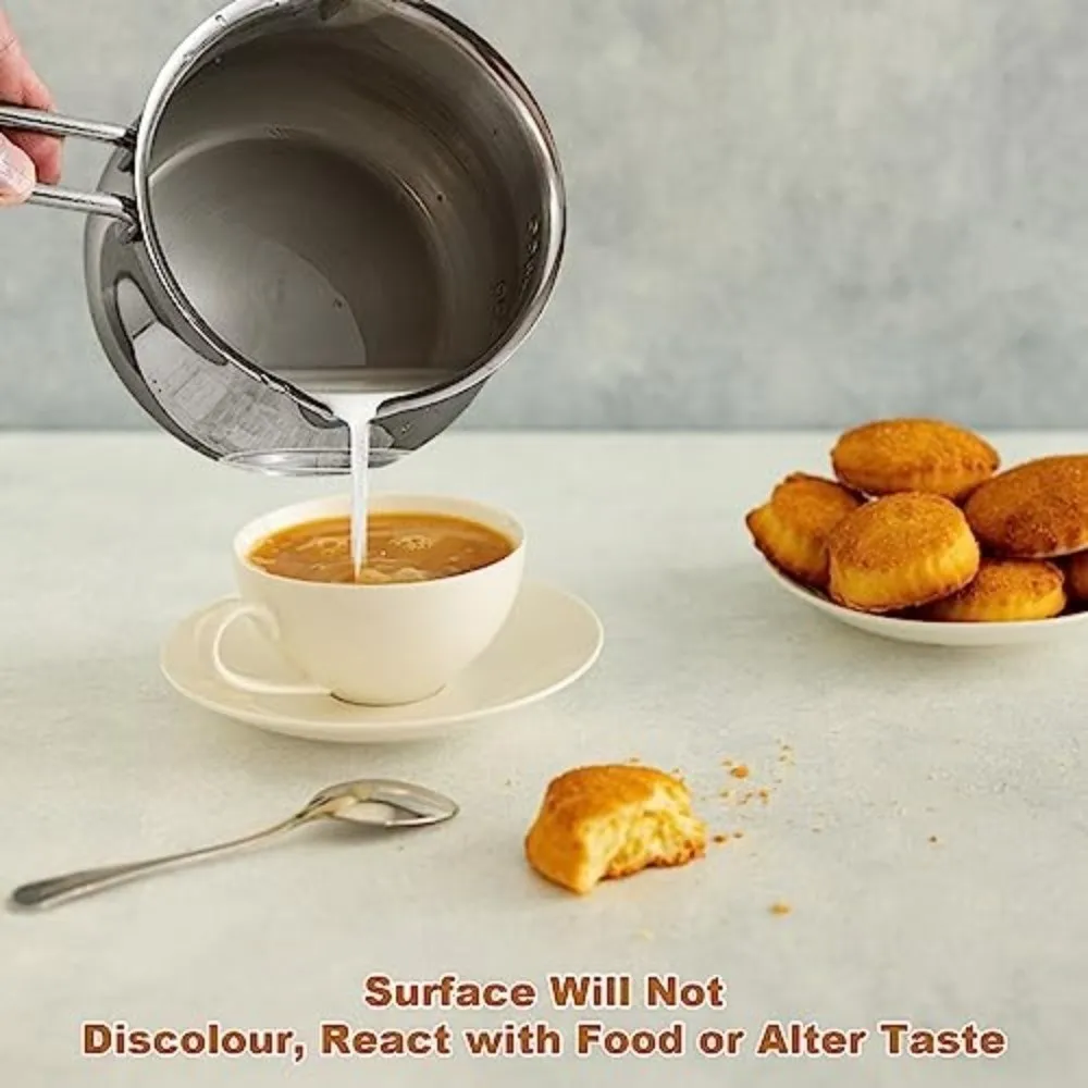 

304 Stainless Steel Milk Pan with Spout Durable Butter Melting Pot Non-stick Single Hand Pot Coffee Tea Soup Warming