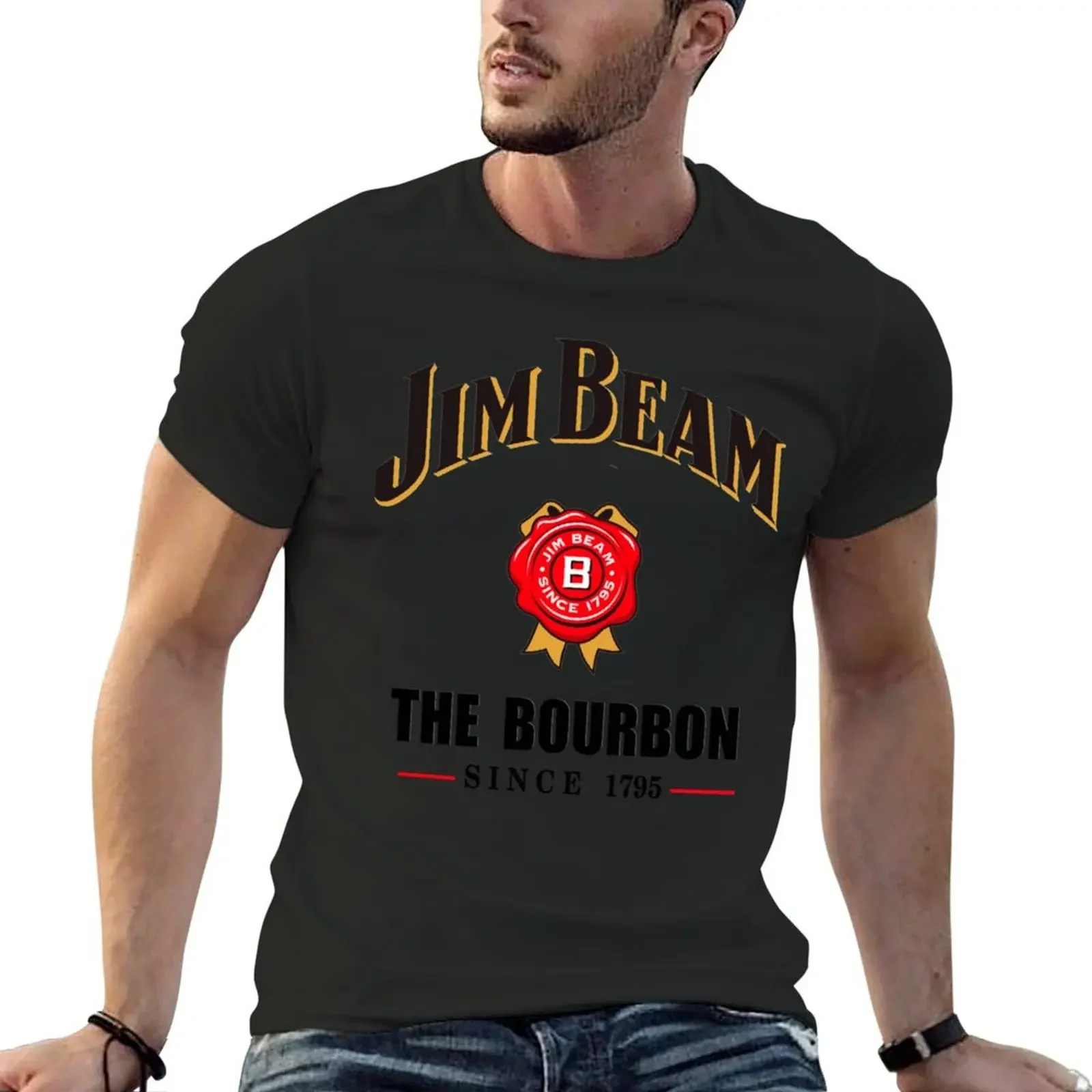 

Футболка Jim Beam, рубашки, графические великолепные футболки, футболки для мужчин, хлопок