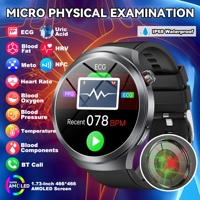 

LIGE 2025 Новые Смарт-часы с диагностикой AI ЭКГ + PPG Липиды в крови Мочевая кислота Тест состава тела Мужчины Bluetooth Вызов Здоровье Смарт-часы