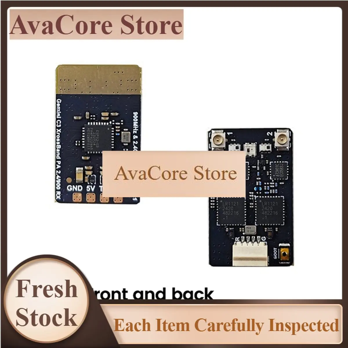 AvaCoreNew Electronics 2PCS Gemini 2.4G/915Mhz Dual ELRS Diversity Receiver 100mW -1 Connector for FPV RC Long Range Drone Quadc