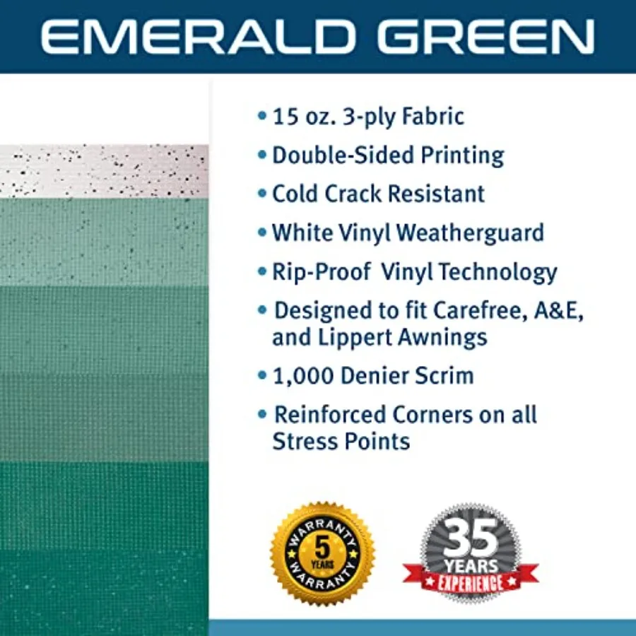 ShadePro - Reemplazo de tela para toldo RV - Vinilo resistente a la intemperie - Toldo universal para exteriores para remolque y motor de camper