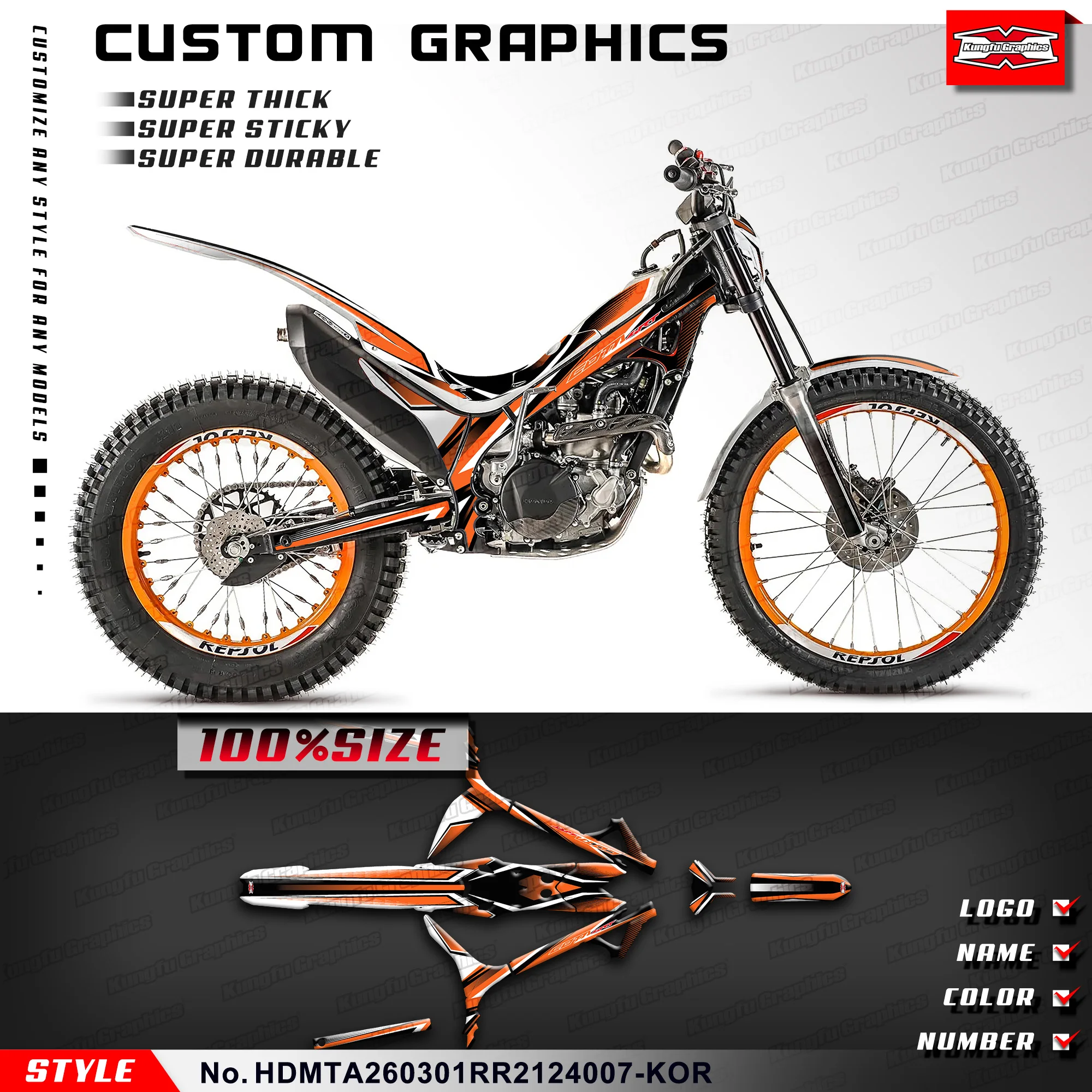 KUNGFU GRAPHICS Graphics Stickers Complete for Honda Montesa Cota 4RT 260R 301RR 2021 2022 2023 2024,  HDMTA260301RR2124007-KOR