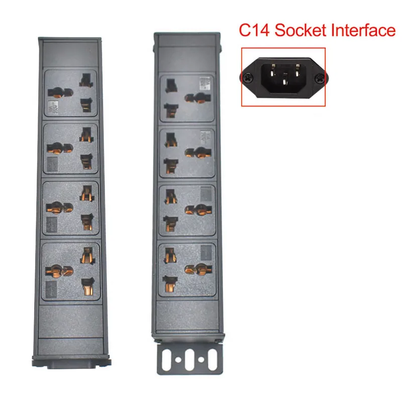 Aluminum alloy shell PDU power strip network cabinet rack 10A universal socket C14 interface 1-11AC