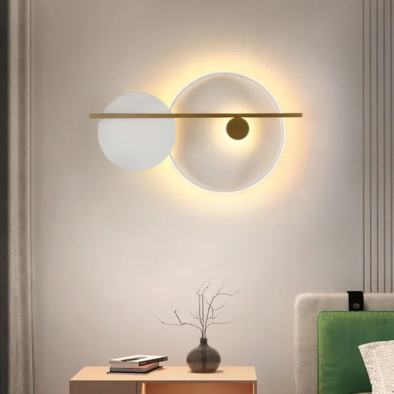 Circle wall lamp Minimalist danish design lamp wabi sabi black and gold Light Bedroom Bedside Lamp Background Wall porch lights