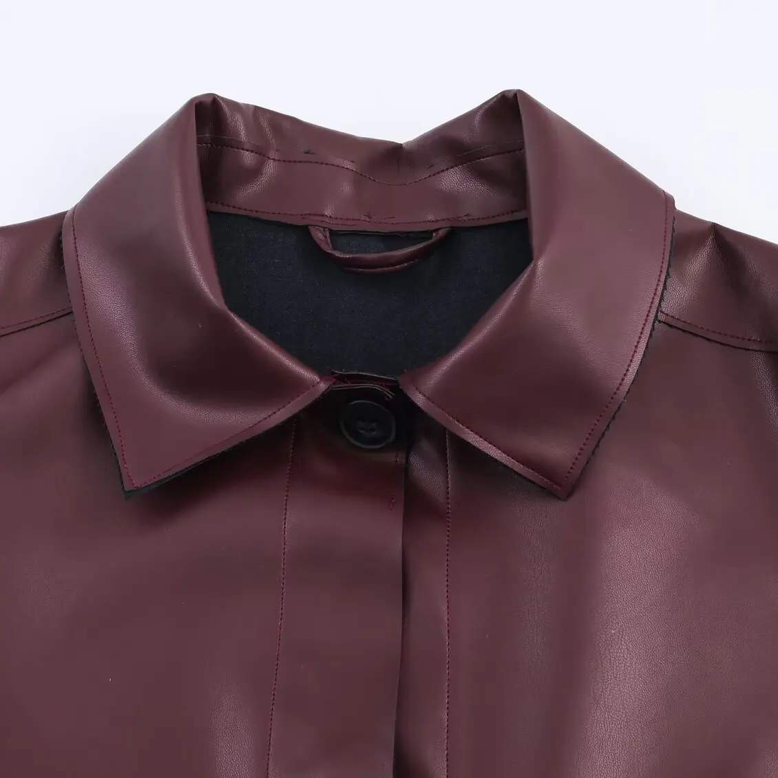 ملابس خارجية نسائية طويلة من الجلد الصناعي من Faionable لخريف 2025 Sle ملابس خروج دافئة من ألياف البوليستر