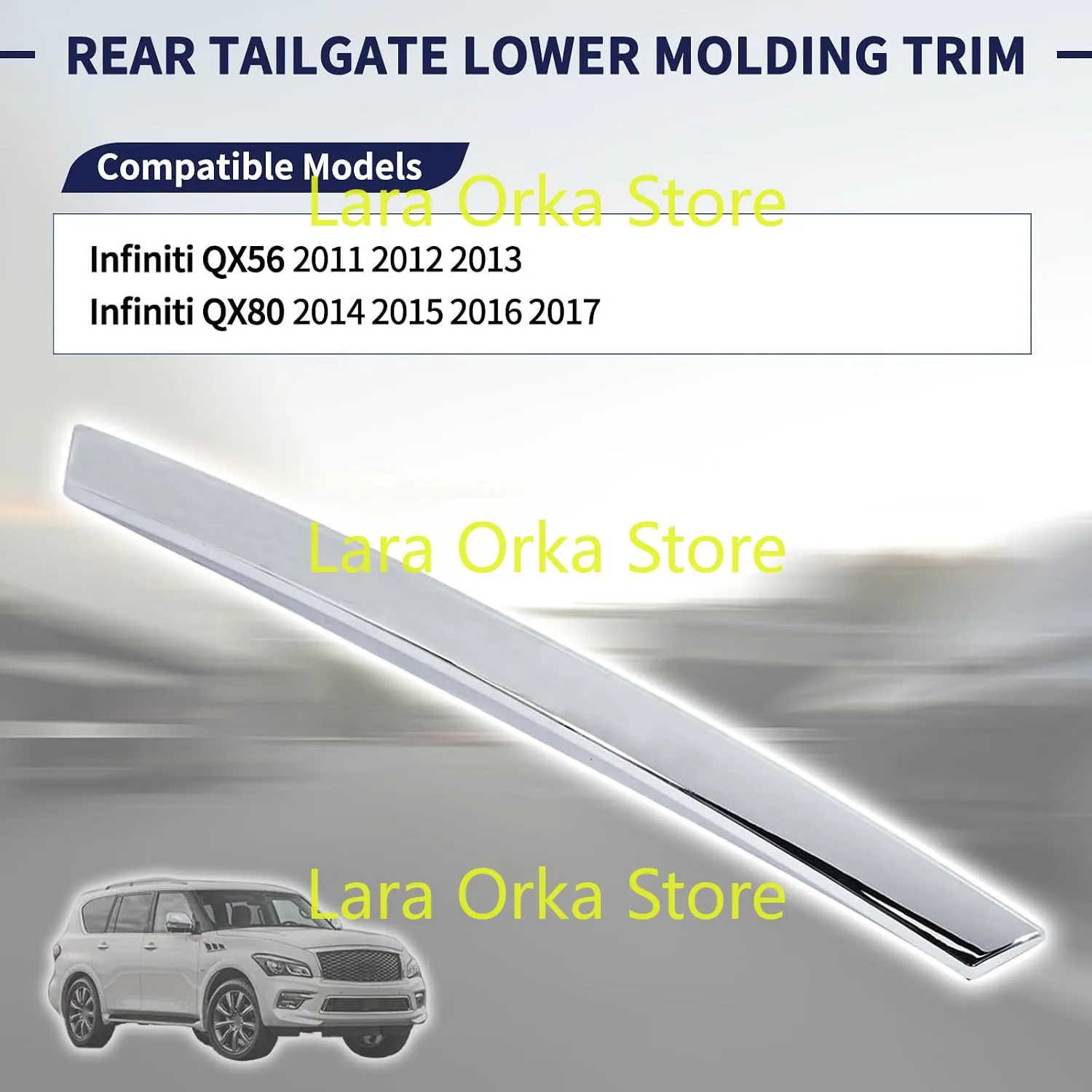 Rear Tailgate Lower Chrome Molding Trim Compatible with Infiniti QX56 2011-2013  , Center Replace 90818-1LA0A 908181LA0A