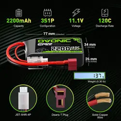 OVONIC 3S Short LiPo Battery 11.1V 2200mAh 120C with Deans-T Plug for RC Car RC Truck Airplane Helicopter Boat Car Racing RC Hob
