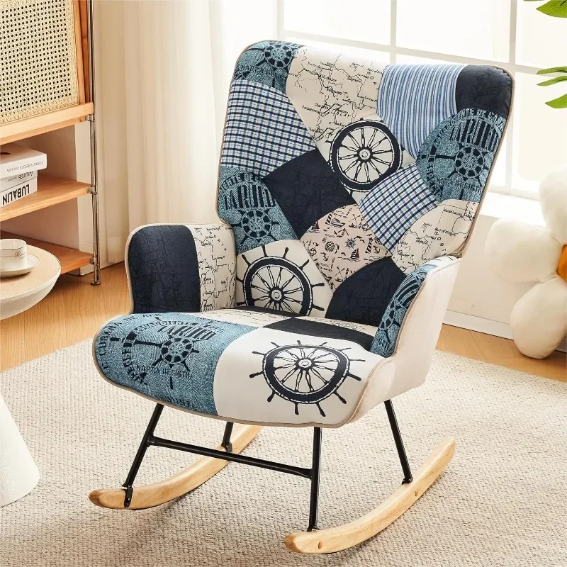 Rocking Chair Nursery -Accent Rocking Chair for Nursery Glider Chair with High Backrest Comfy Glider