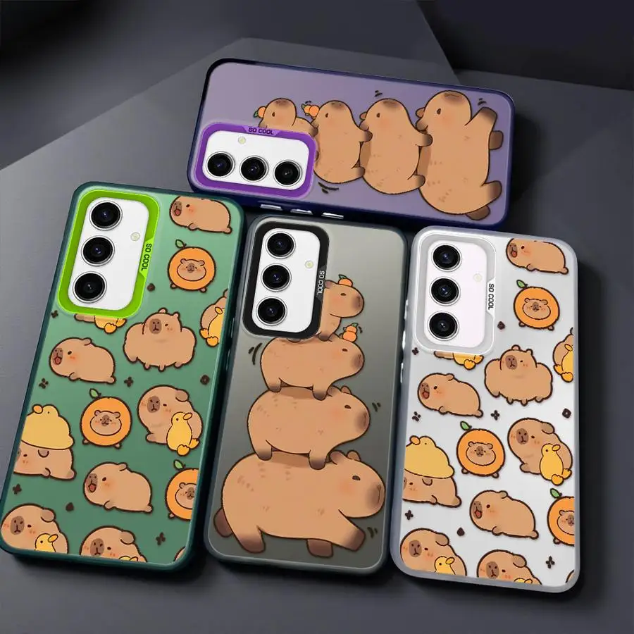Custodia per Samsung Galaxy A36 A25 A23 A33 A53 A24 A22 A52 A26 A73 A34 A32 Cover posteriore per telefono Capibara Cartoon carino
