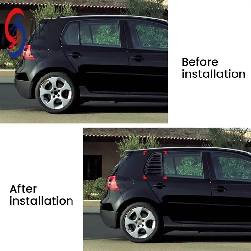

AEF3-Car Rear Window Louver Shutter Trim Cover For VW Golf MK5 2003-2008 Air Vent Scoop Shade Decorate Gloss Black Replacement